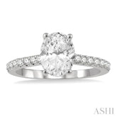 1/3 Ctw Oval Shape Round Cut Diamond Semi-Mount Diamond Engagement Ring in 14K White Gold